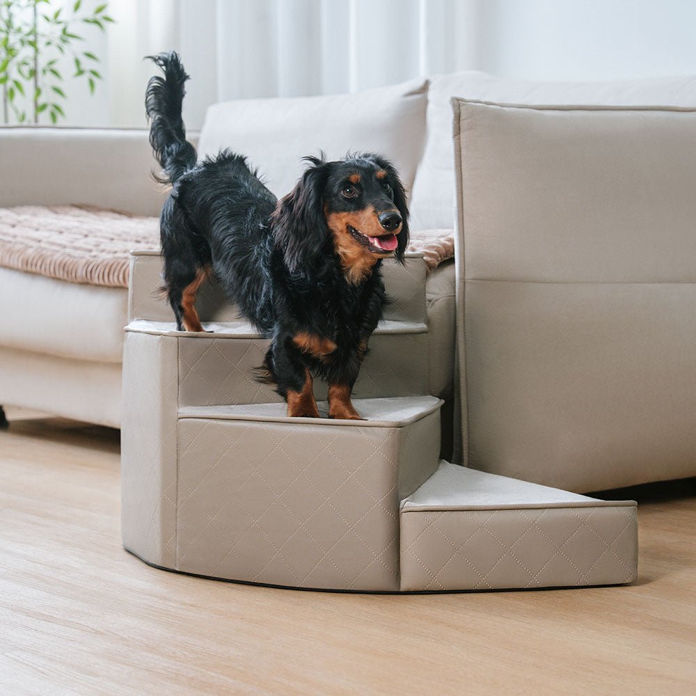 luxe water repellent faux leather removable spiral pet stairs stepease luxe water repellent faux leather removable spiral pet stairs stepease