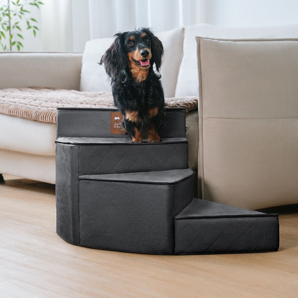 luxe water repellent faux leather removable spiral pet stairs stepease luxe water repellent faux leather removable spiral pet stairs stepease