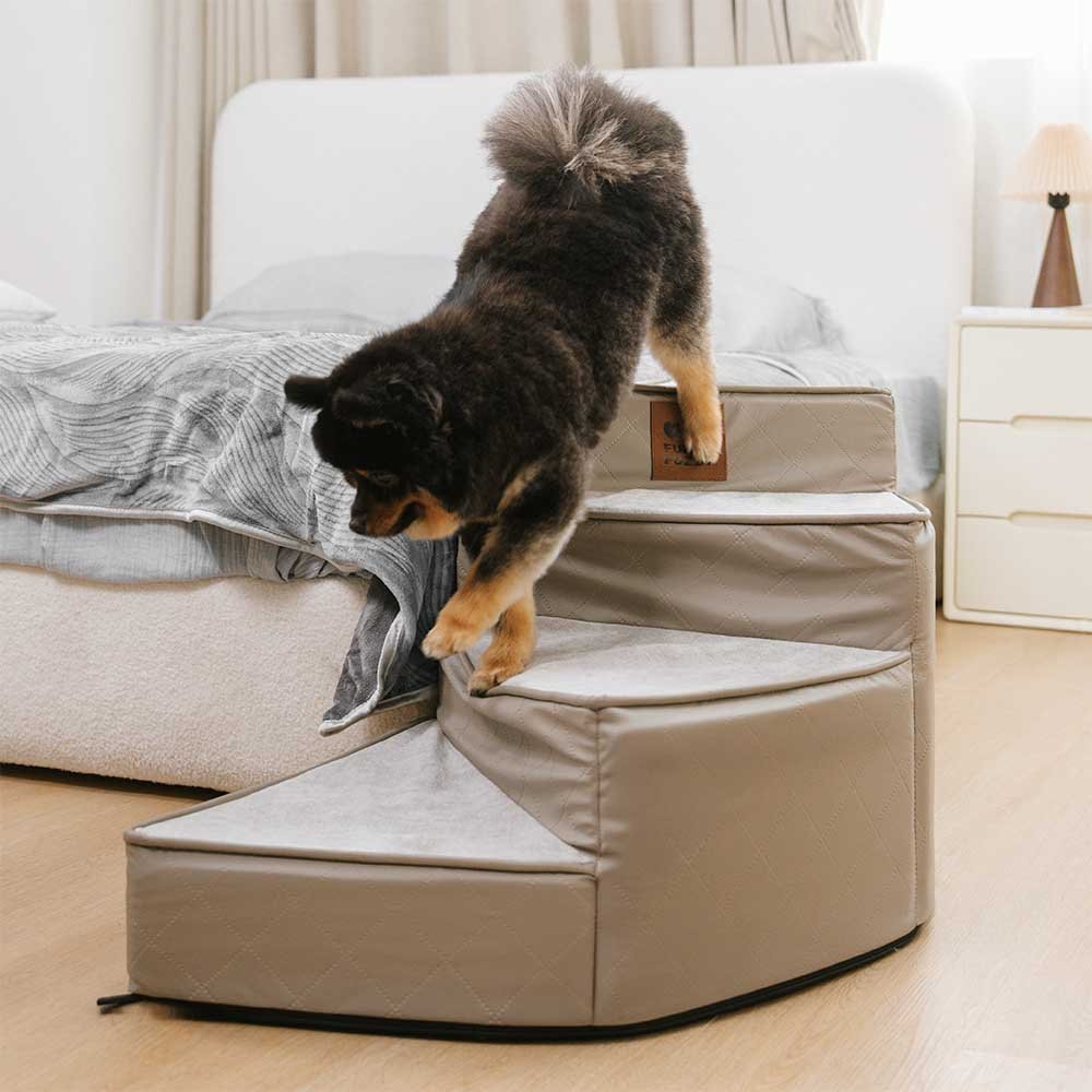 luxe water repellent faux leather removable spiral pet stairs stepease luxe water repellent faux leather removable spiral pet stairs stepease